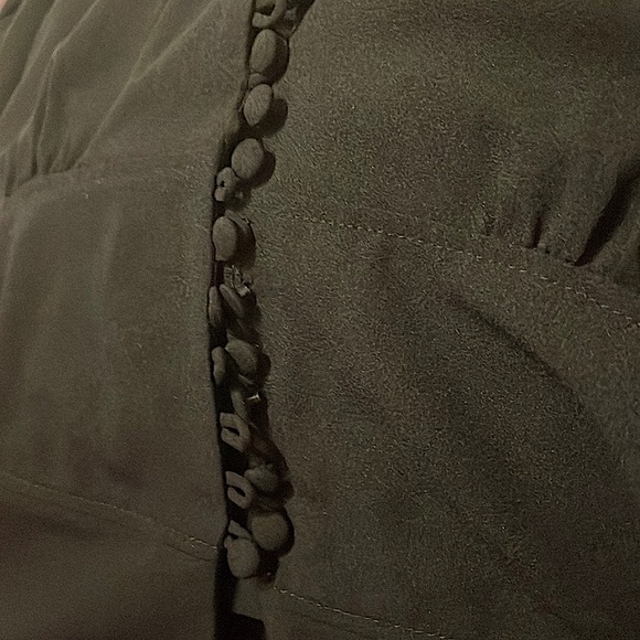 Puff Sleeve Peplum Collared Tie Neck Button Down Blouse-sz Medm - Picture 7 of 8